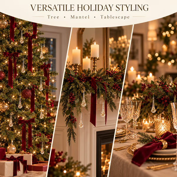 ✨ Luxury Gold Foil Teardrop Ornaments | Luminous Crystal Christmas Tree Decor Set