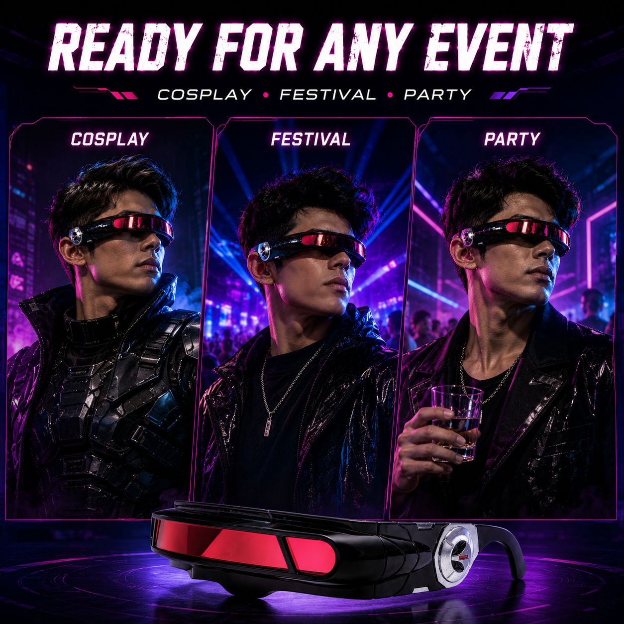 X-Energy Sunglasses Future Hero Visor Cyberpunk Eyewear Props