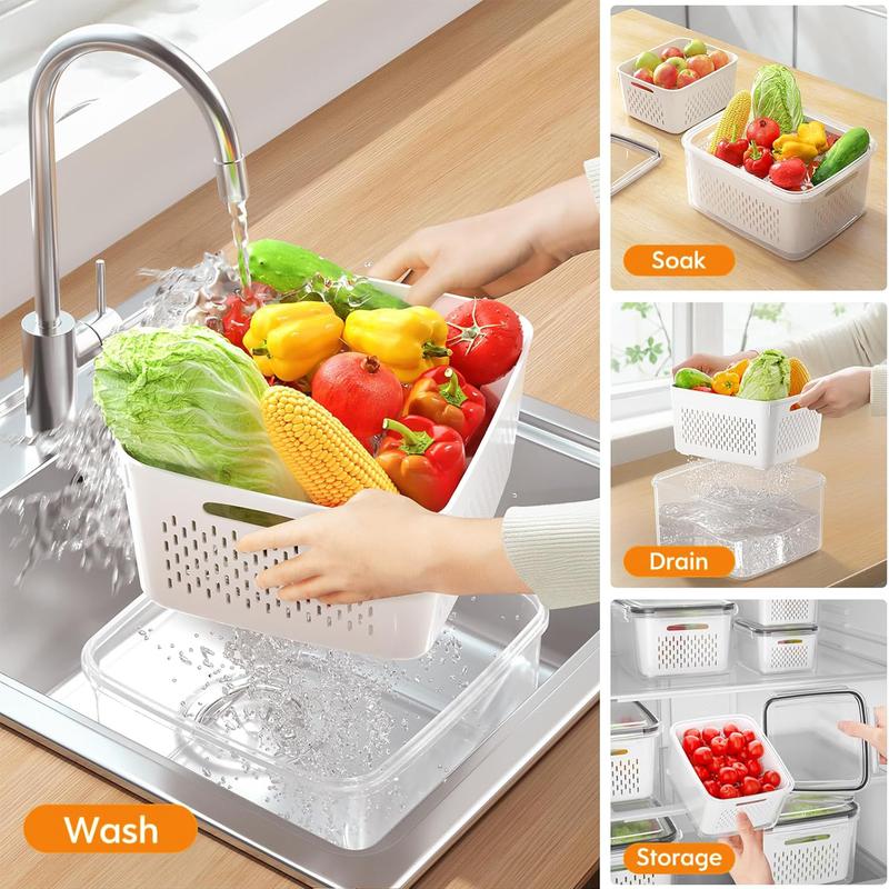 🥗Household transparent plastic food storage box-Including drain basket