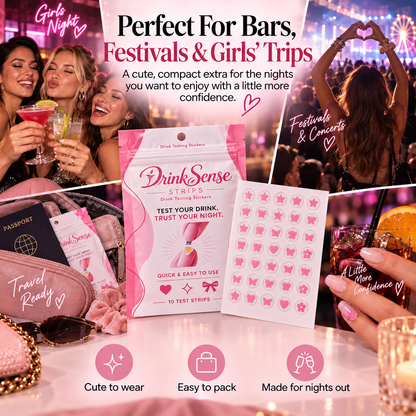💗 Discreet Drink Test Nail Stickers – Heart-Shaped GHB Detection Stickers for Women's Night Out Safety ✨