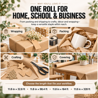 Brown Kraft Paper Roll – Versatile Wrapping, Packing & DIY Craft Paper