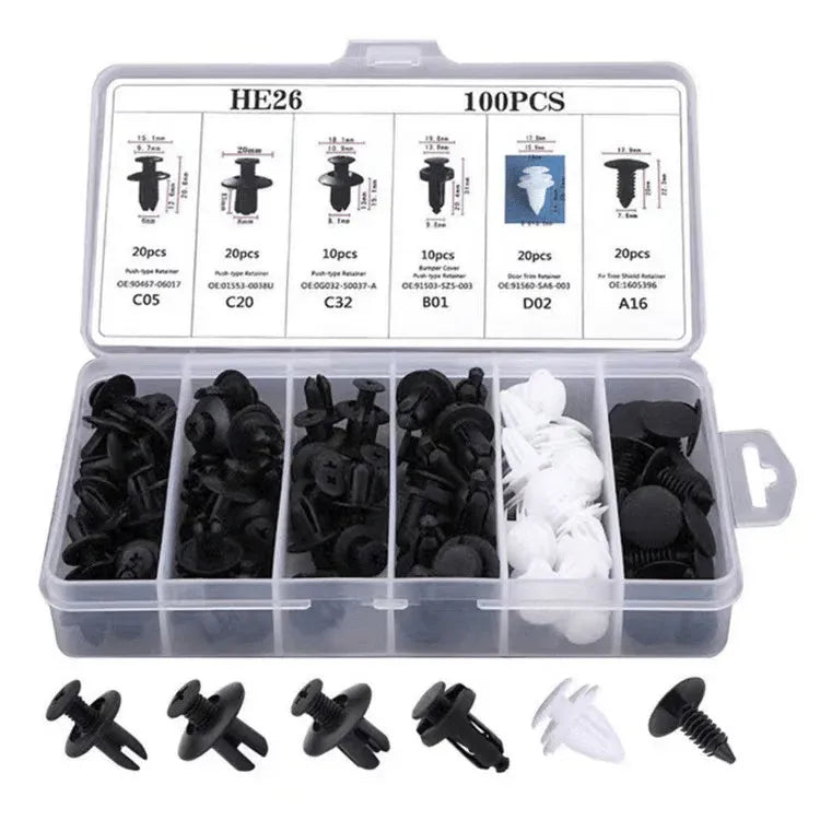 Expansion Screw Clips Set for Automobiles Mudguard Leaf Plates Door Panel Clips(100 PCS)