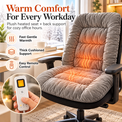 🔥🪑 Cozy Heated Office Chair Cushion ✨ Plush Quilted Seat & Back Warmer with Remote Control ⏱️❄️ Soft Comfort for Home & Office 💖🌈 6 Colors Available!