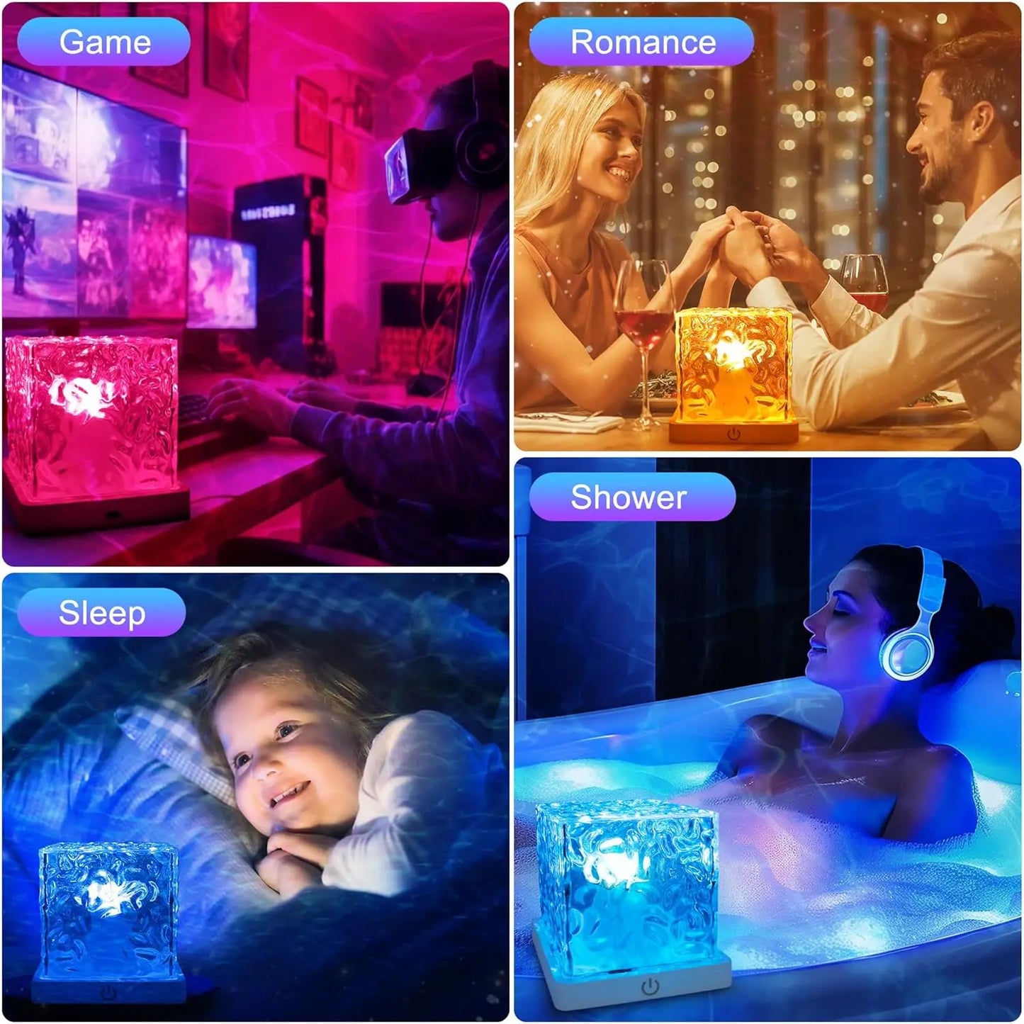 🔥 RGB Water Ripple Cube Lamp – Remote-Controlled Ocean Wave Ambient Light