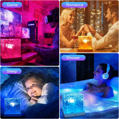 🔥 RGB Water Ripple Cube Lamp – Remote-Controlled Ocean Wave Ambient Light