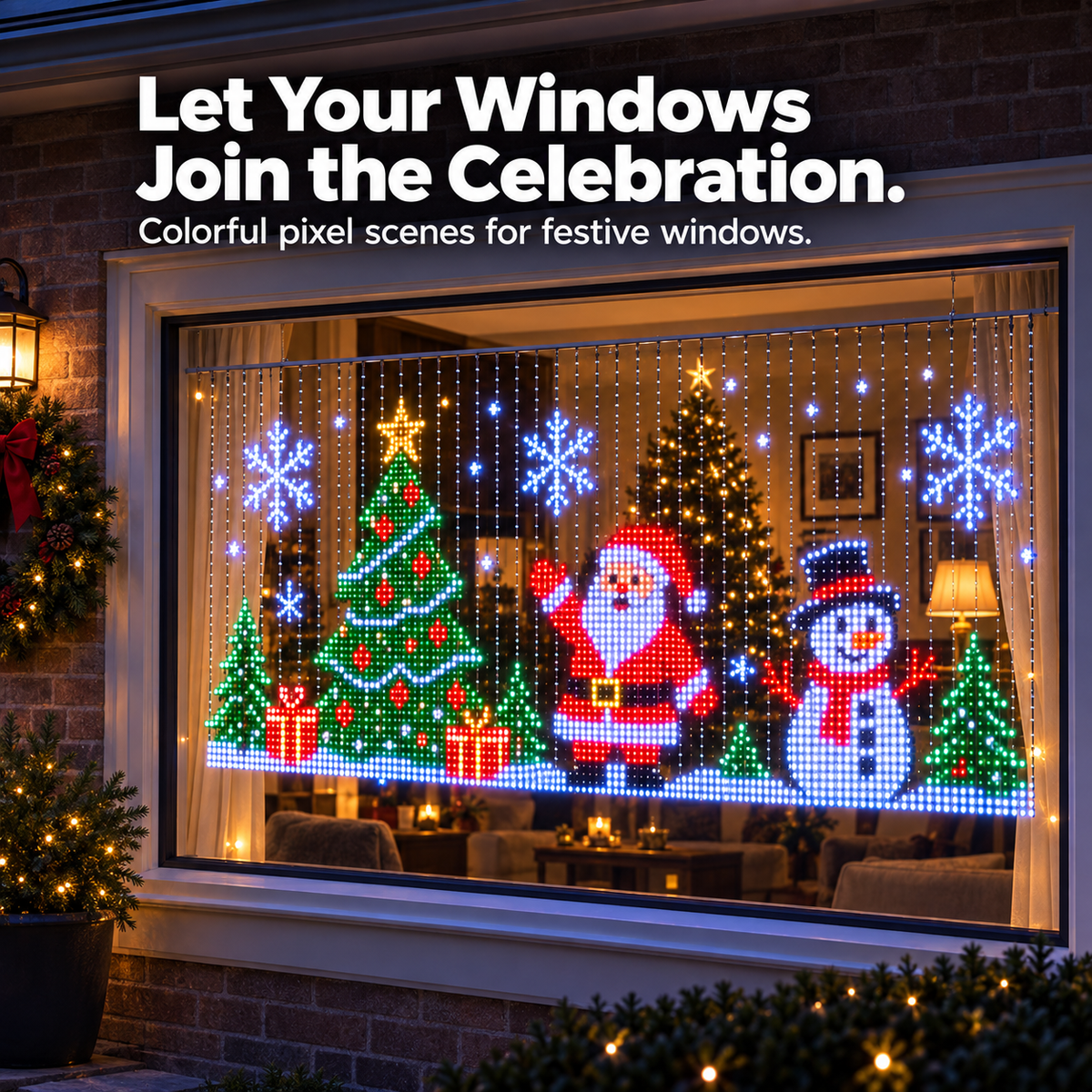🎄 Turn Your Balcony Into a Christmas Show – Animated LED Pixel Curtain Lights🎅