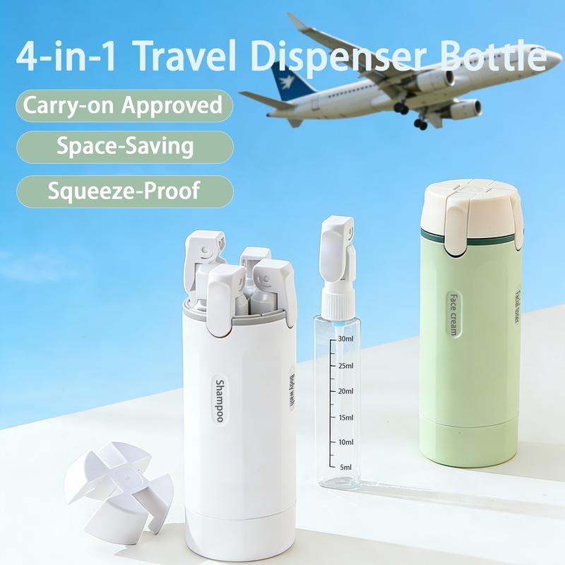 One Bottle. Four Essentials. Zero Leaks|4-in-1 Travel Dispenser Bottle