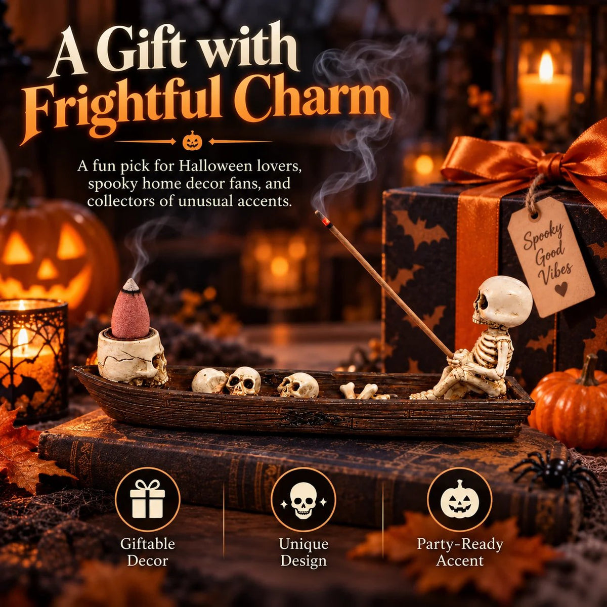 Skeleton incense holder Halloween gift idea