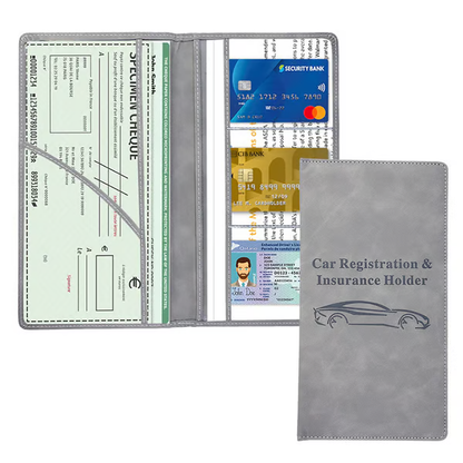 🚗 Car Registration & Insurance Document Holder | Premium PU Leather Organizer