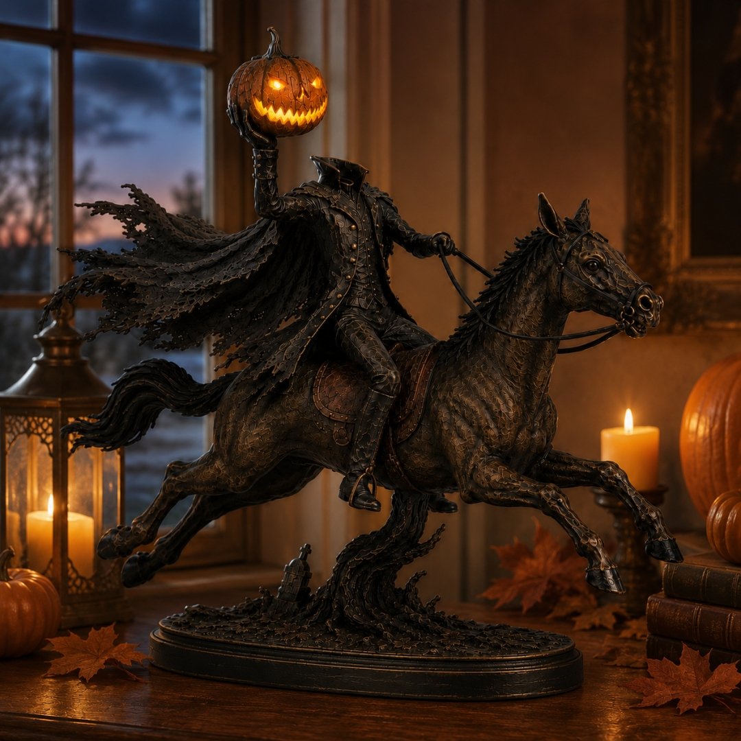 🎃🏇Midnight Chase Headless Horseman Statue(✨Same as the video)