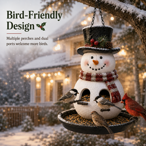 Snowman Christmas bird feeder outdoor hanging design