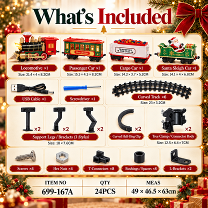 Elevated Christmas Tree Train Set – 360° Moving 4-Car Holiday Display