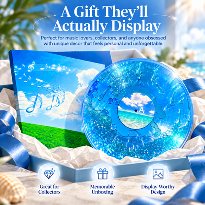 🌊Ocean Dream Liquid-Filled Vinyl Art Disc – Iridescent Glitter Collector Decor