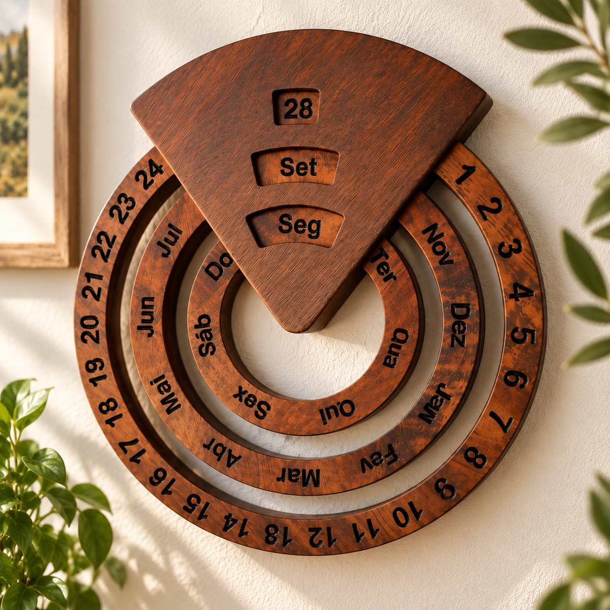 🗓️ Wooden Perpetual Wall Calendar – Set the Date, Enjoy It Year After Year