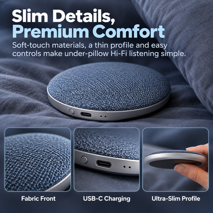 🛏️Ultra-Slim Bluetooth Pillow Speaker – Comfortable Bedtime Listening Without Earbuds