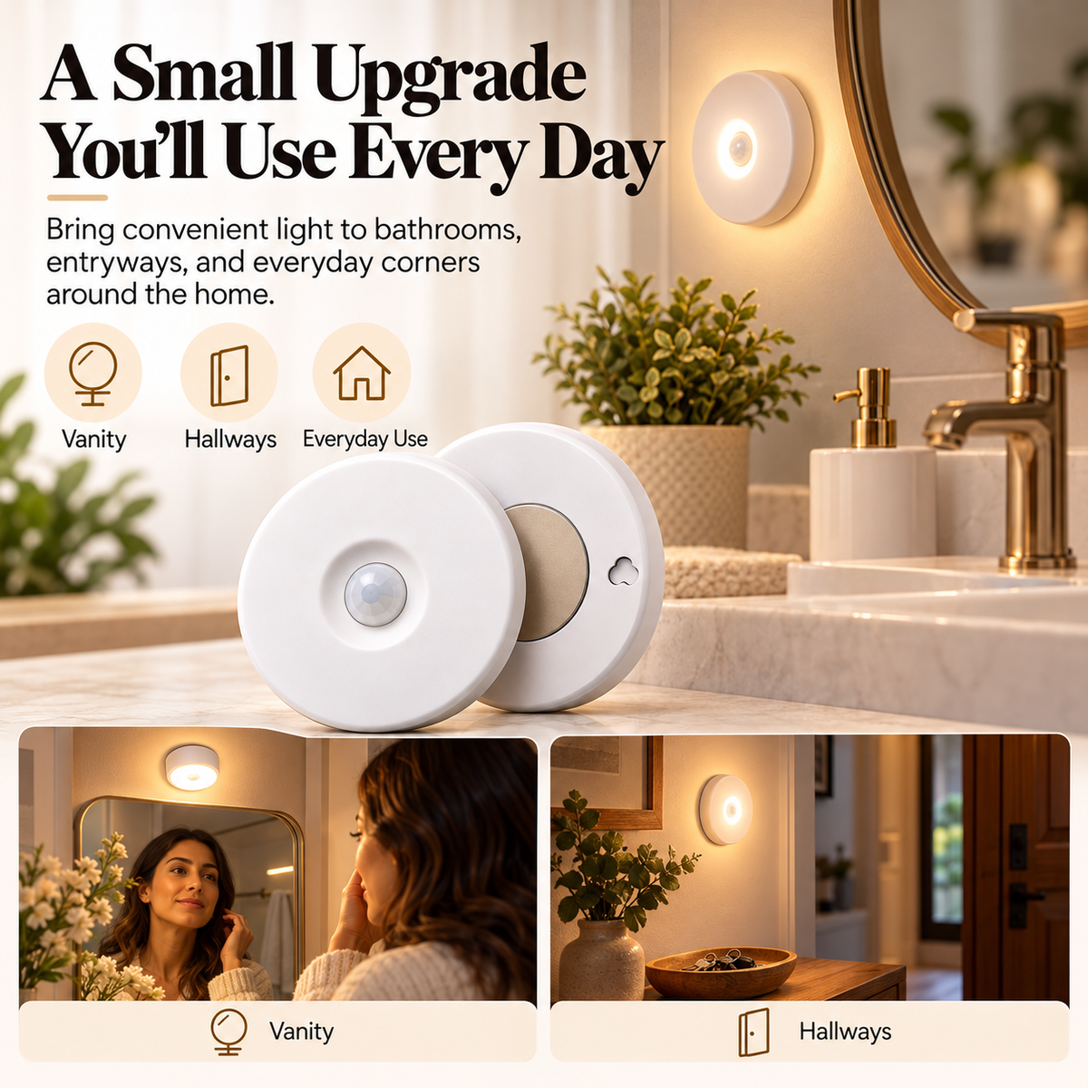 💡✨ Smart Motion Sensor LED Night Lights – Wireless Peel & Stick Automatic Lighting, 2-Pack