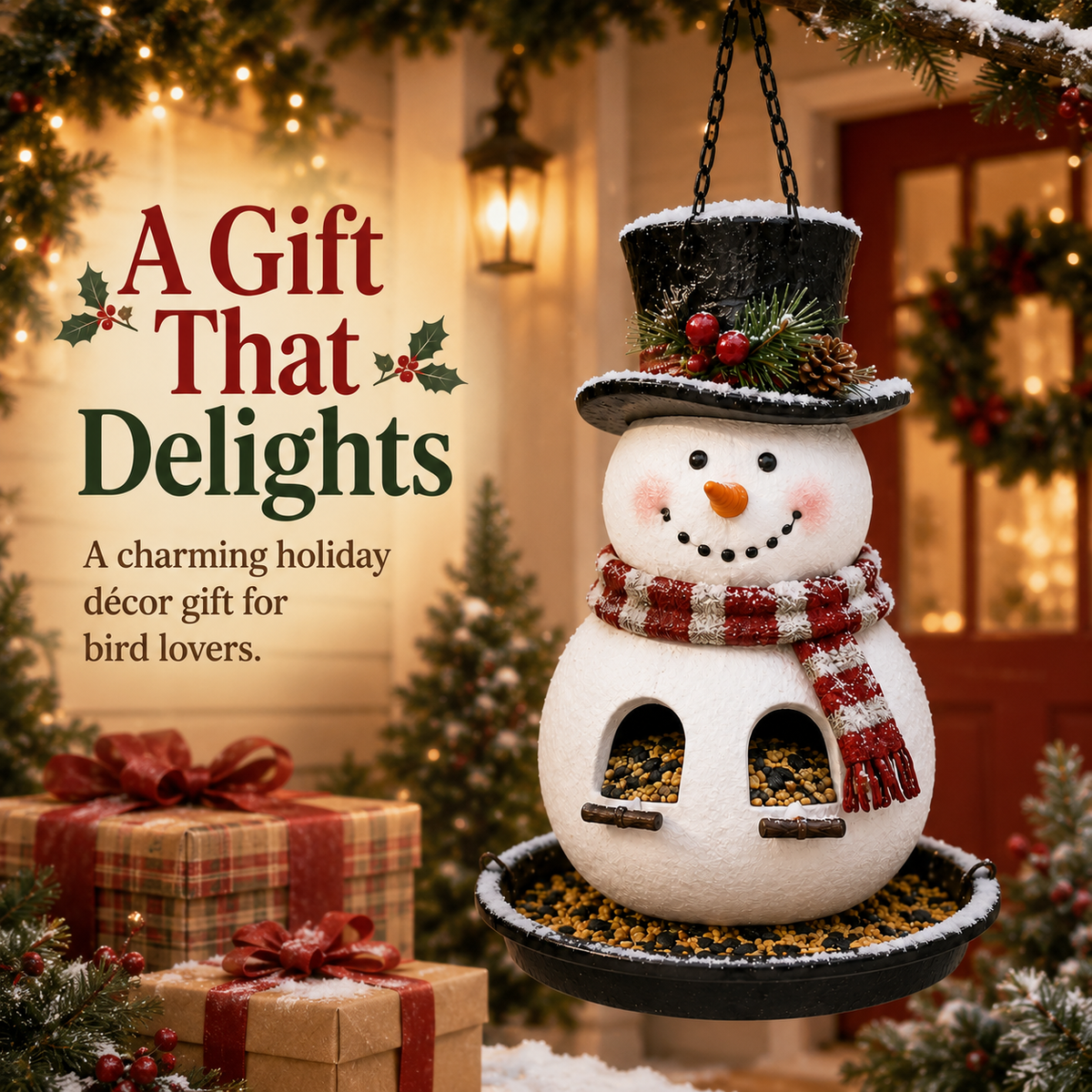 Gingerbread Christmas bird feeder holiday design