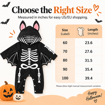🦇 Baby Halloween Bat Wing Romper – Hooded One-Piece Costume, 5 Spooky-Cute Styles