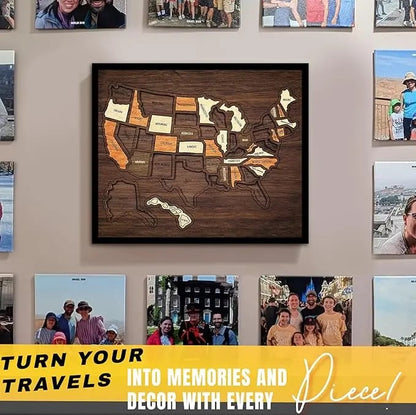 🔥Wooden USA Travel Map Puzzle – Turn Every Trip Into a Memory🧩