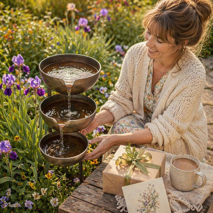 🔥Bring Life Back To Your Garden – Peaceful Cascading Rain Catcher Bird Bath For Welcoming Garden Wildlife🌿🐦