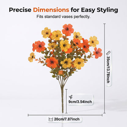 🍂🧡Artificial Autumn Violet Silk Flower Bouquet✨Weatherproof Faux Fall Floral Stems