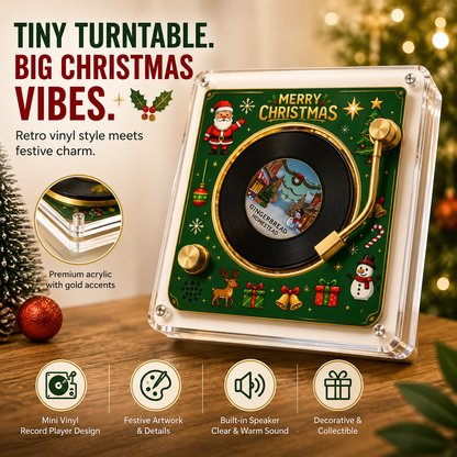 🎄🎵Christmas Fridge Magnet Music Player Set with 9 Vinyl Style Discs and USB C