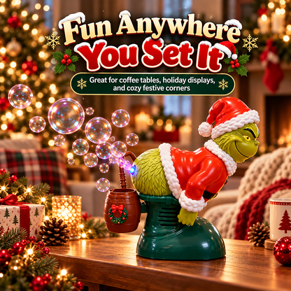 🎄💚 Funny Christmas Green Character Bubble Machine 🎅🫧✨ LED Light-Up Holiday Bubble Blower 🎁😂 Festive Party Decoration & Unique Christmas Gift