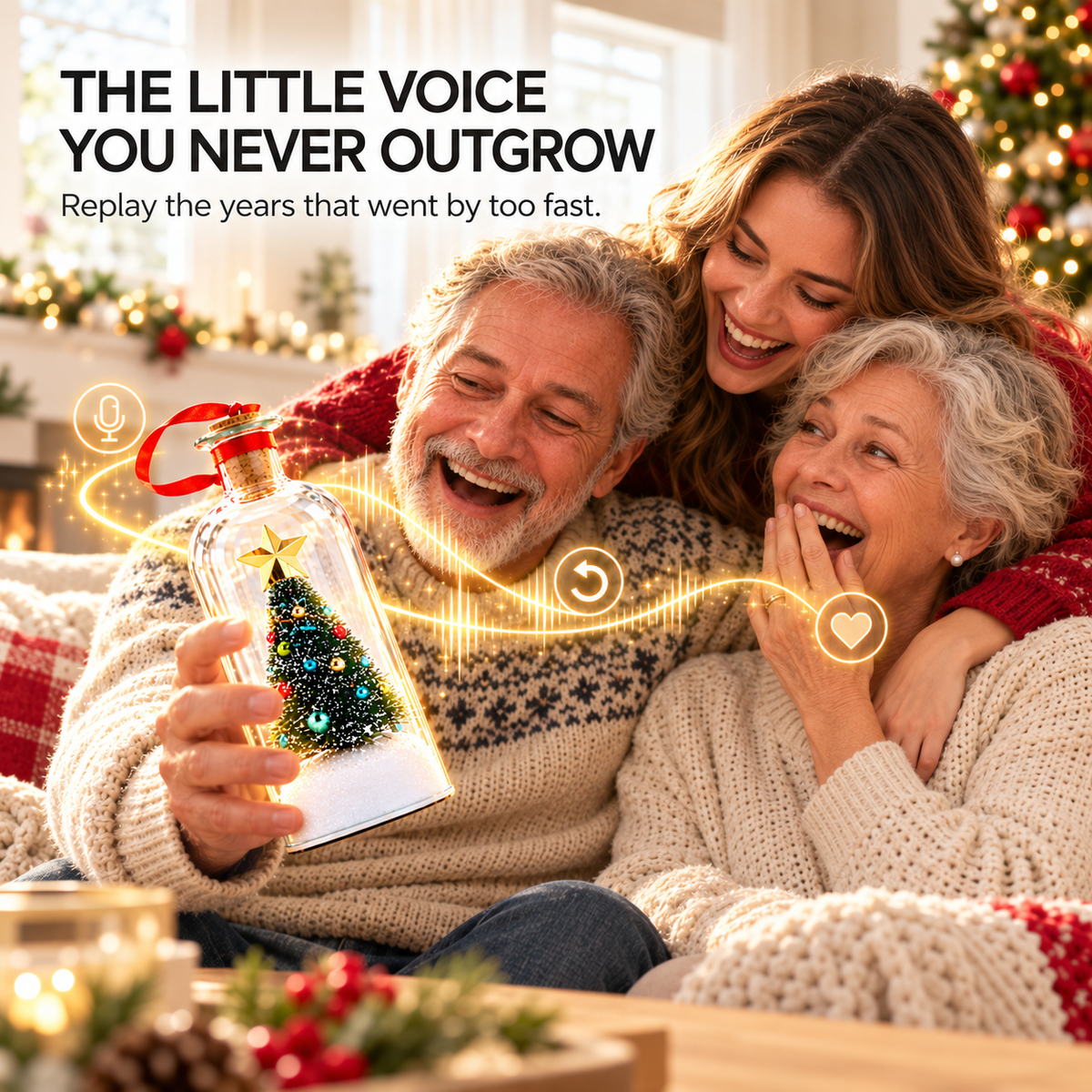 🎁 Personalized Voice Recording Keepsake Bottle – Record or Upload a Loved One’s Voice ❤️ Custom Christmas Tree, Snowman & Eternal Rose Memory Gift | A Heartfelt Keepsake for Family & Loved Ones ✨