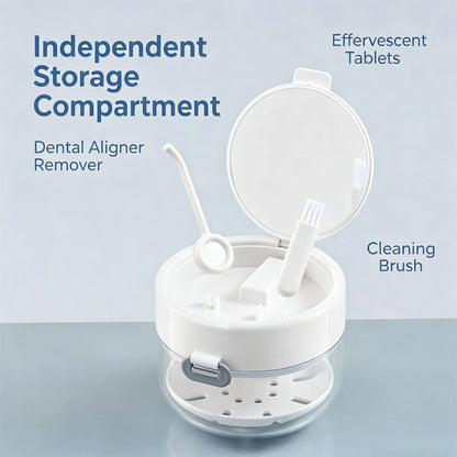 3-in-1 Travel Retainer Cleaner Case with Mirror & Drain Tray