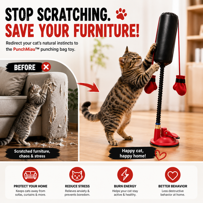🐱Interactive Cat Punching Bag Toy with Suction Base & Catnip – Indoor Exercise Toy for Cats🥊