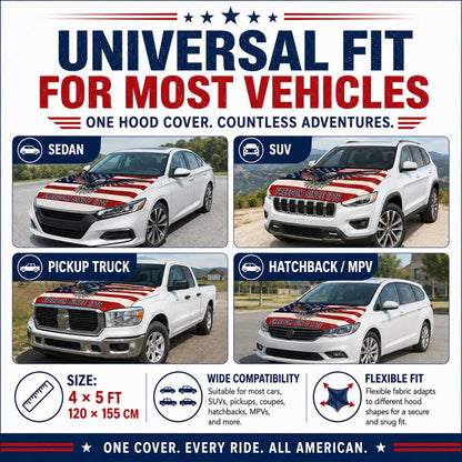 🇺🇸 Universal American Hood Flag Cover 🔥 Fits Most Cars, SUVs & Pickups🦅[Buy 2 Free Shipping]