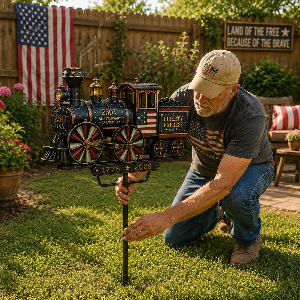🔥 Selling Fast! 🇺🇸 250th Anniversary Liberty Express Train Wind Spinner – Free Shipping