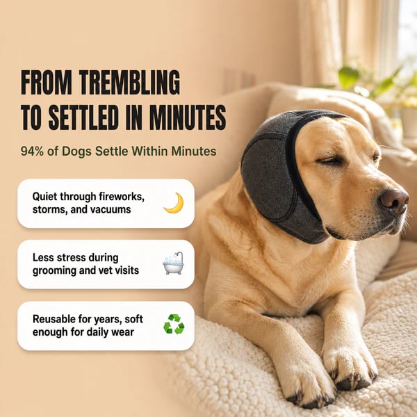 🐶 Keep Your Dog Calm During Thunderstorms, Fireworks & Loud Noises|Reduce Anxiety Naturally With Soft, Comfortable Noise-Reducing Ear Protection Designed For Sensitive Dogs.