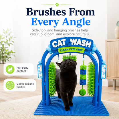 🐱 Interactive Cat Self-Grooming Arch – Multi-Angle Massage Brush & Play Station