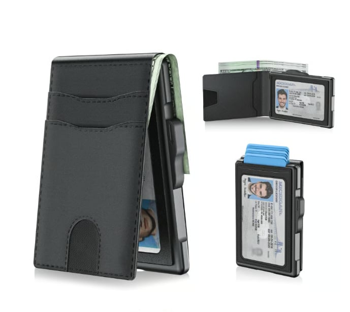 ⚡Hot Sales 49% OFF🔥Pop-Up Aluminum Wallet for Men – RFID Blocking, Slim Leather Front Pocket, Cash Slot & ID Window, Gift Box Included