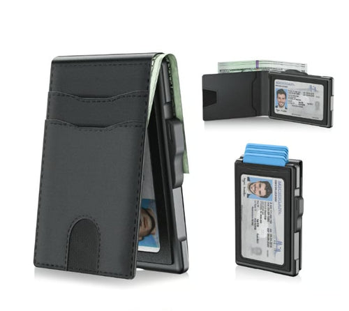 ⚡Hot Sales 49% OFF🔥Pop-Up Aluminum Wallet for Men – RFID Blocking, Slim Leather Front Pocket, Cash Slot & ID Window, Gift Box Included