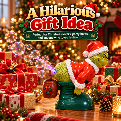 🎄💚 Funny Christmas Green Character Bubble Machine 🎅🫧✨ LED Light-Up Holiday Bubble Blower 🎁😂 Festive Party Decoration & Unique Christmas Gift