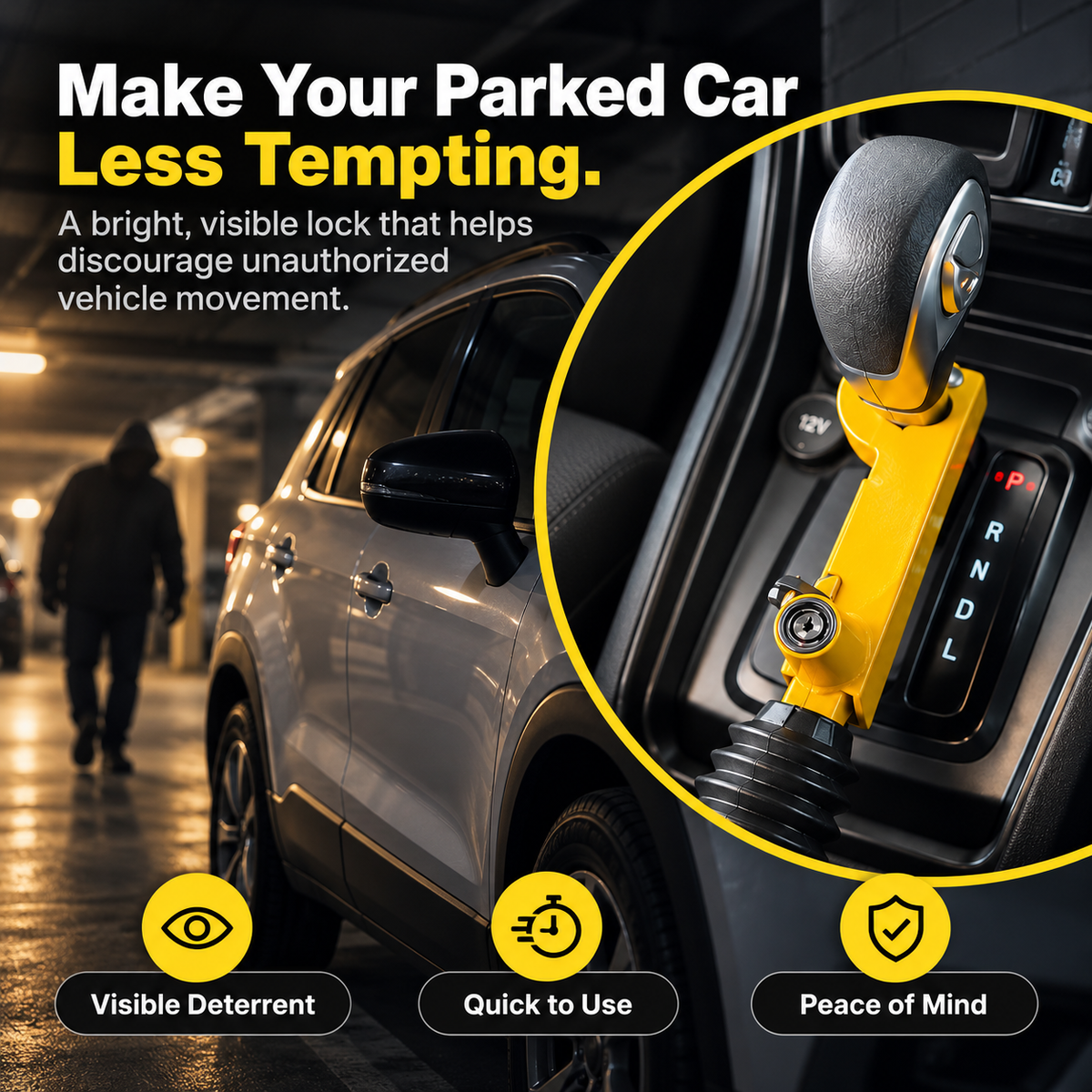 🚗🔒 Heavy-Duty Anti-Theft Gear Shift Lock 🔐🛡️ | Universal Car Security Lock 🚘✨ Easy Installation & Keyed Protection 🔑💪