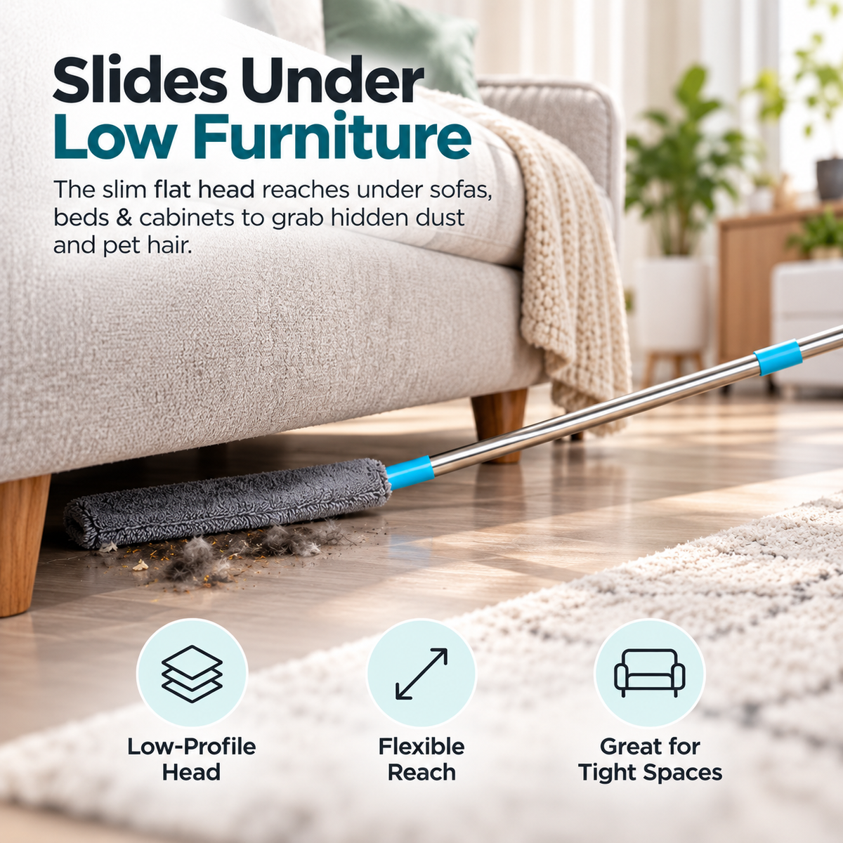 🧹✨ 2026 Upgraded Extendable Microfiber Gap Duster 🏡💨 | Clean Under Beds, Sofas & Appliances 🛋️🛏️ | 130CM Telescopic Handle 🔥 Washable & Reusable Dust Cleaner 💦