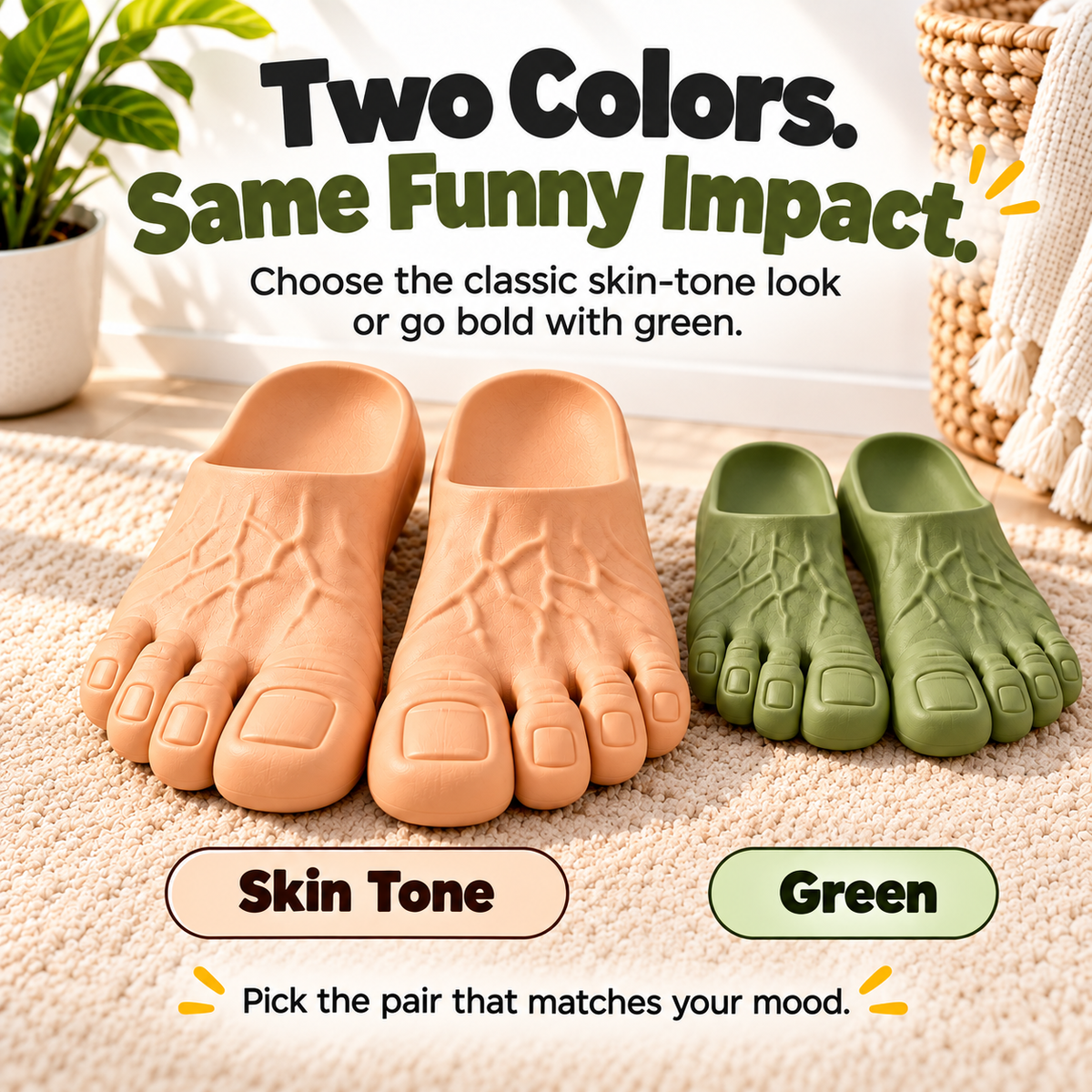 Realistic Big Feet Slippers – Funny Giant Toe Slip-On House Shoes