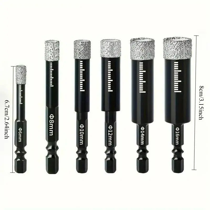 6-Piece Diamond Drill Bit Set for Tile & Stone