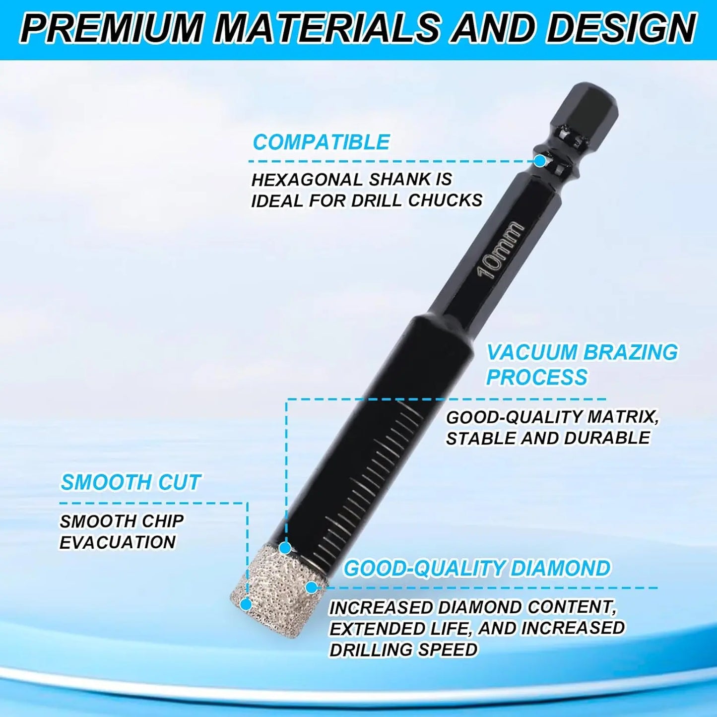 6-Piece Diamond Drill Bit Set for Tile & Stone