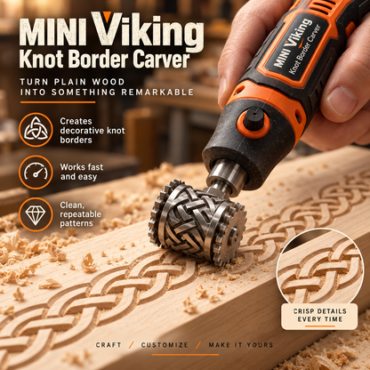 🪵 MINI Viking Knot Border Carver – Decorative Woodworking Roller Tool