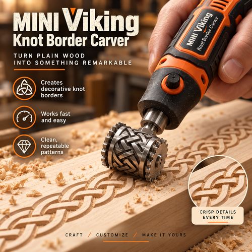 🪵 MINI Viking Knot Border Carver – Decorative Woodworking Roller Tool