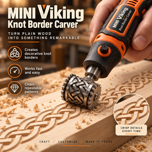 🪵 MINI Viking Knot Border Carver – Decorative Woodworking Roller Tool