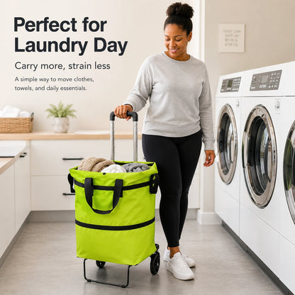 🛒Foldable Shopping Trolley Bag with Wheels, Portable Reusable Grocery Tote