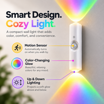 💡😍Rechargeable Motion Sensor Wall Light – Magnetic RGB Up & Down Night Light