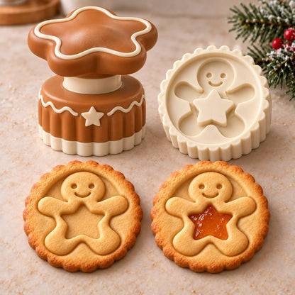 🎄🍪 Christmas Jam Cookie Press – Festive Character Cookie Stamps with Embossed Designs & Jam-Fill Centers | Holiday Baking Fun 🎅❤️