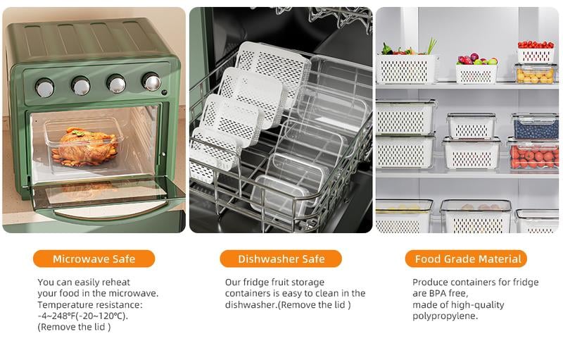 🥗Household transparent plastic food storage box-Including drain basket