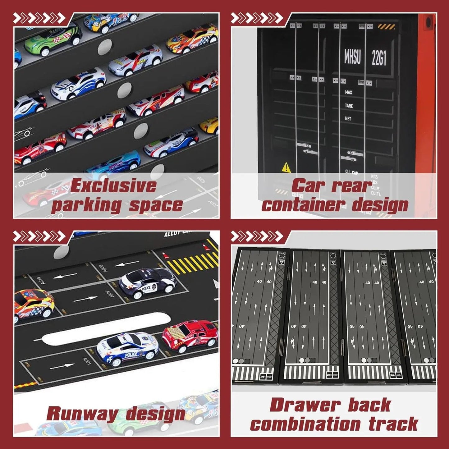 48pcs Pull-Back Toy Cars Set, Mini Alloy Racing Cars with Track Gift Box for Kids